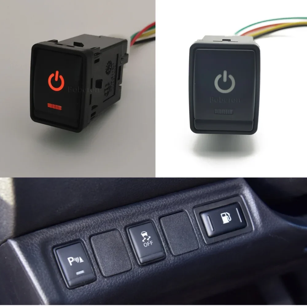 For Nissan X-Trail T32 2014 - 2020 Qashqai J11 2015 Red LED Light Car Power on Off Switch Power Push Button with Wire