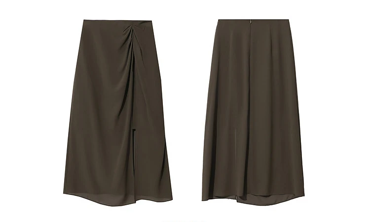 Amii Women's Skirt 2026 Summer Elegant Chiffon Midi Skirt Pleated Side Slit Office Casual Versatile Women's Clothing 12612002