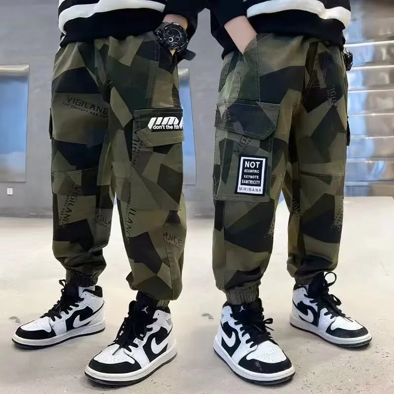 

2024New Arrival Boys Cargo Pants Pants for Big Boys Winter Cotton Teenage Waist Fashion Camouflage Sweatpants 6 8 10 12 Years