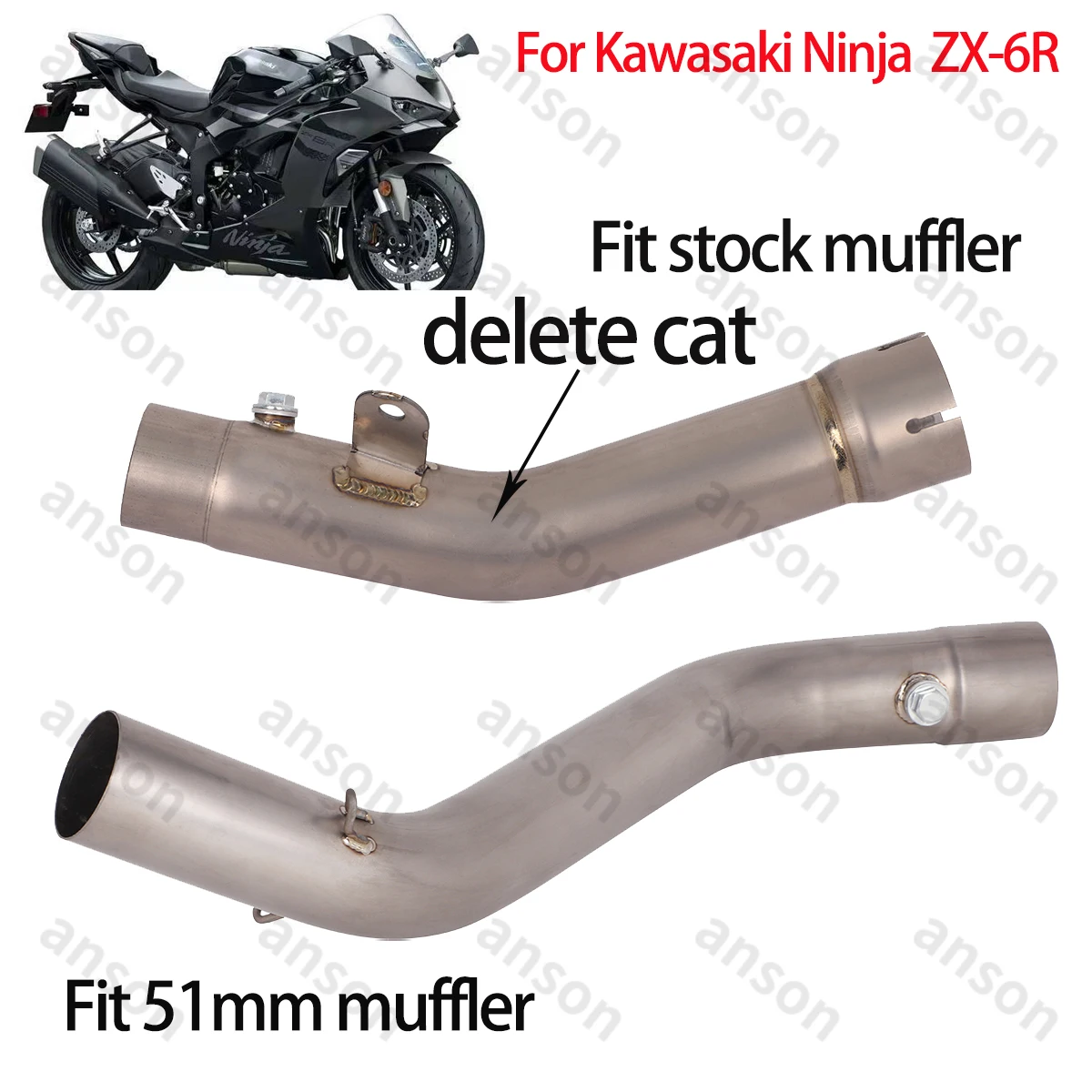

ZX-6R Exhaust Mid Link Pipe For Kawasaki Ninja ZX6R ZX-6R ZX636 2024-2025 Slip On Muffler Middle Pipe Escape Modify