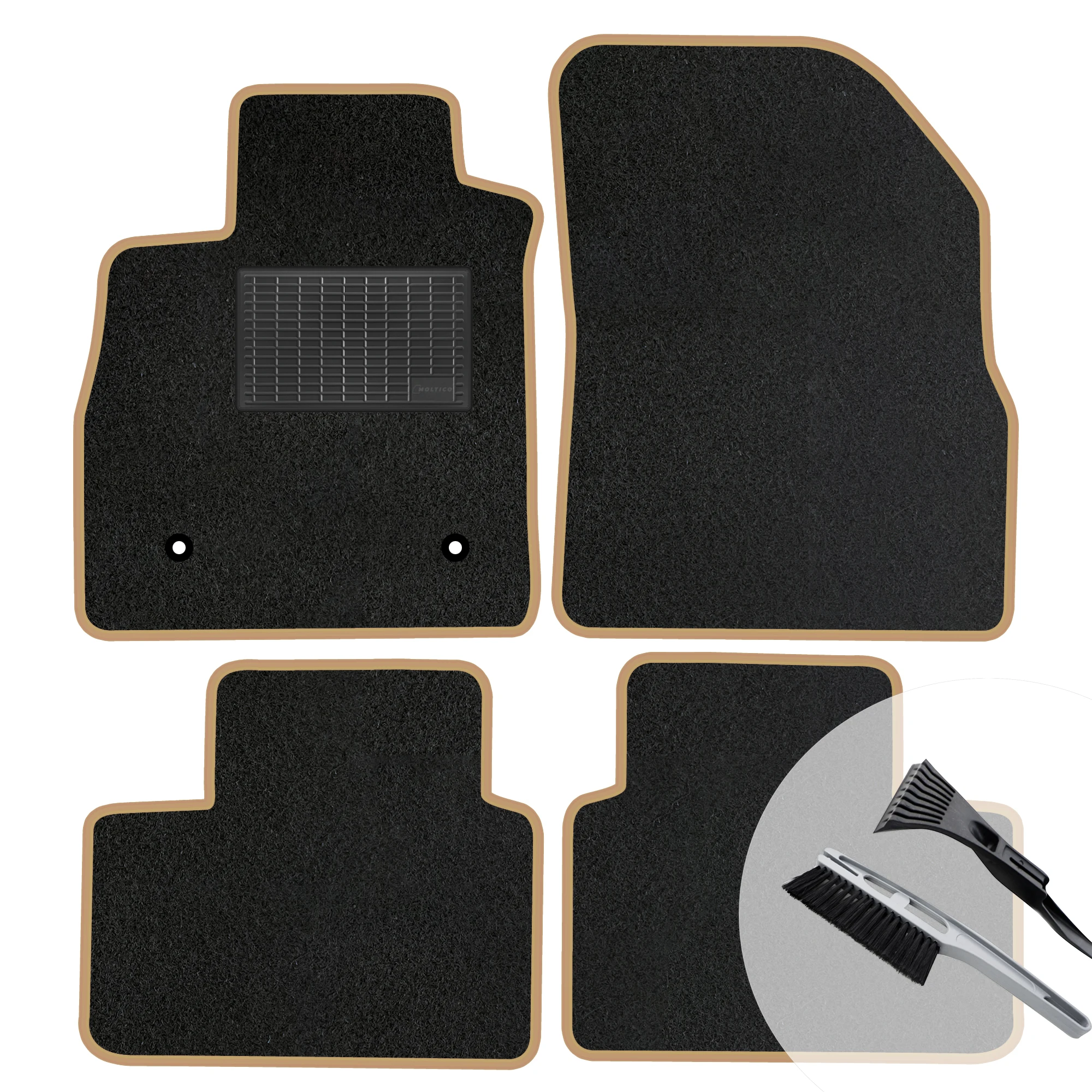 Veloursmatten set met beige rand voor Renault Clio IV 2012-2020