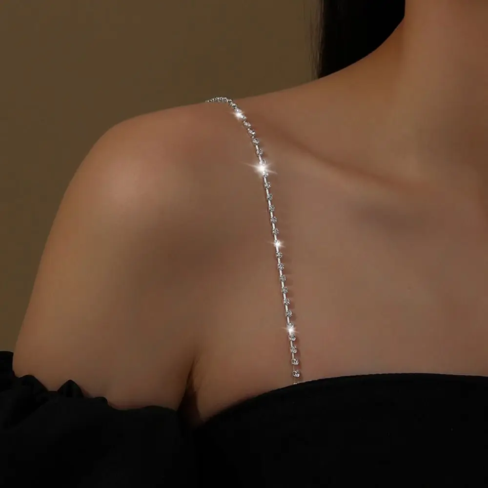 

Non-Slip Metal Rhinestone Bra Straps Sexy Ladies Off-the-shoulder Removable Underwear Shoulder Strap Crystal Adjustable Decor