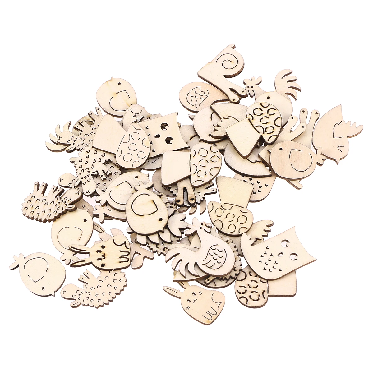 

50pcs Decoration Unfinished Wooden Slice Small Animals DIY Slice Unfinished Diy Wooden Animals Wood Pieces Craft Supplies