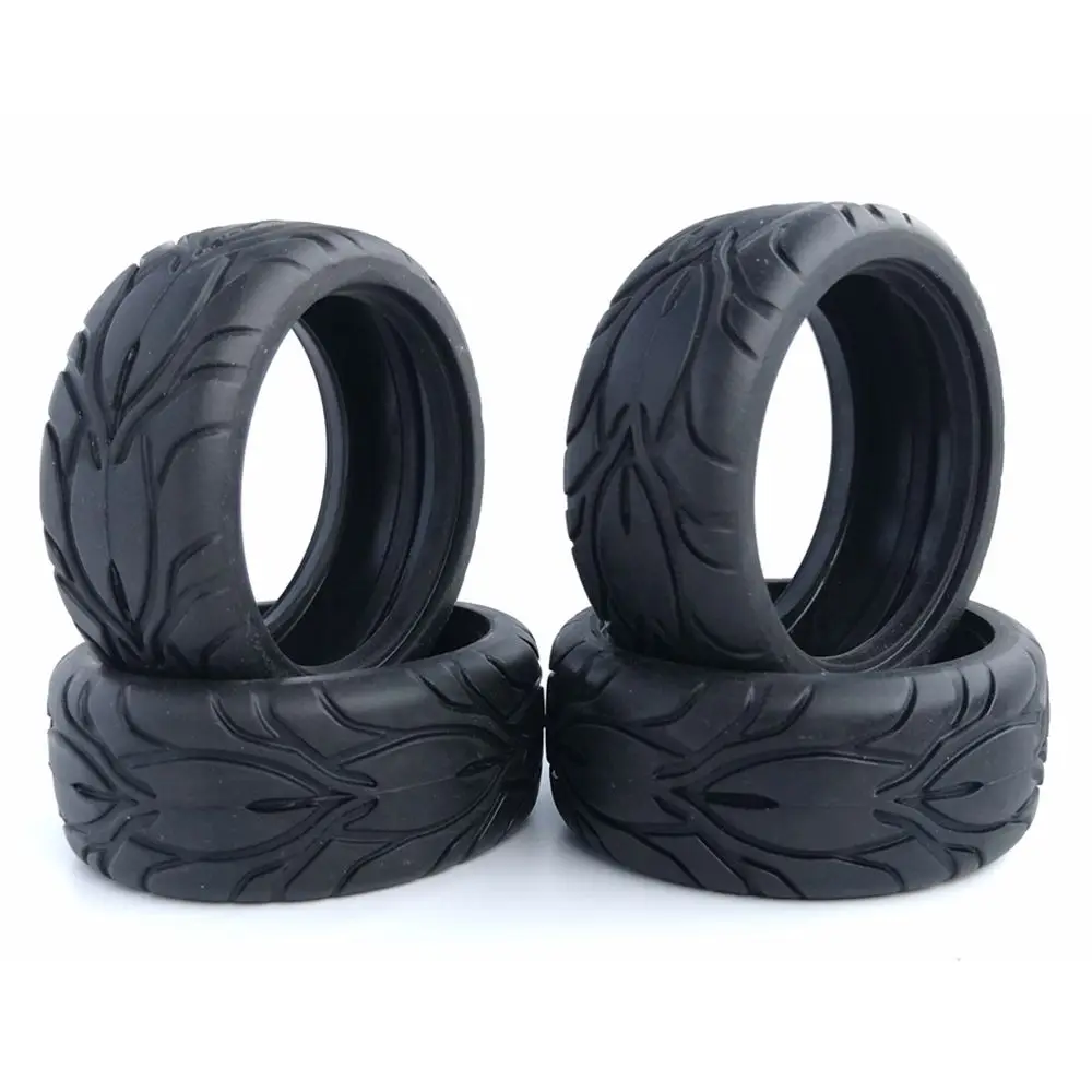 4PCS RC Tyre & Wheel Rim for 1/10 Scale Nitro Power On Road Car HSP Sonic Outer Diameter: 65 mm, Width: 26 mm