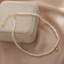 Elegant White Imitation Pearl Gold Color Bead Choker Clavicle Chain Necklace For Women Wedding Jewelry Collar New Trend