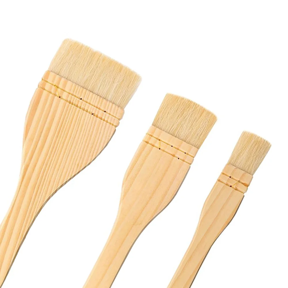1/3 PCS Flat Paint Brushes, Flat Brush for Watercolor, Artist Painting Brushes, Wool Bristle Brush for Wash Ceramic Pottery