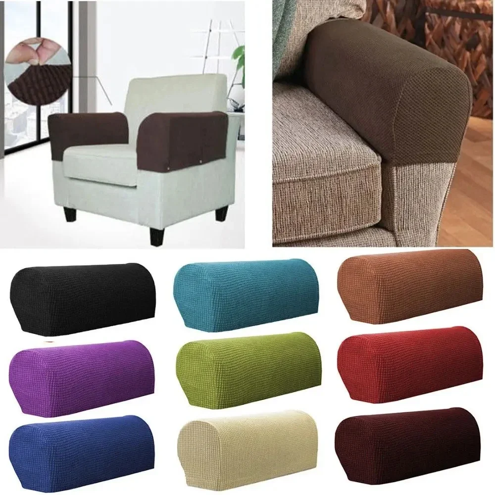 

2Pcs/lot Stretch Armrest Covers Set Chair Sofa Arm Protectors Solid Couch Removable Elastic Loveseat Sover Sofa Covers