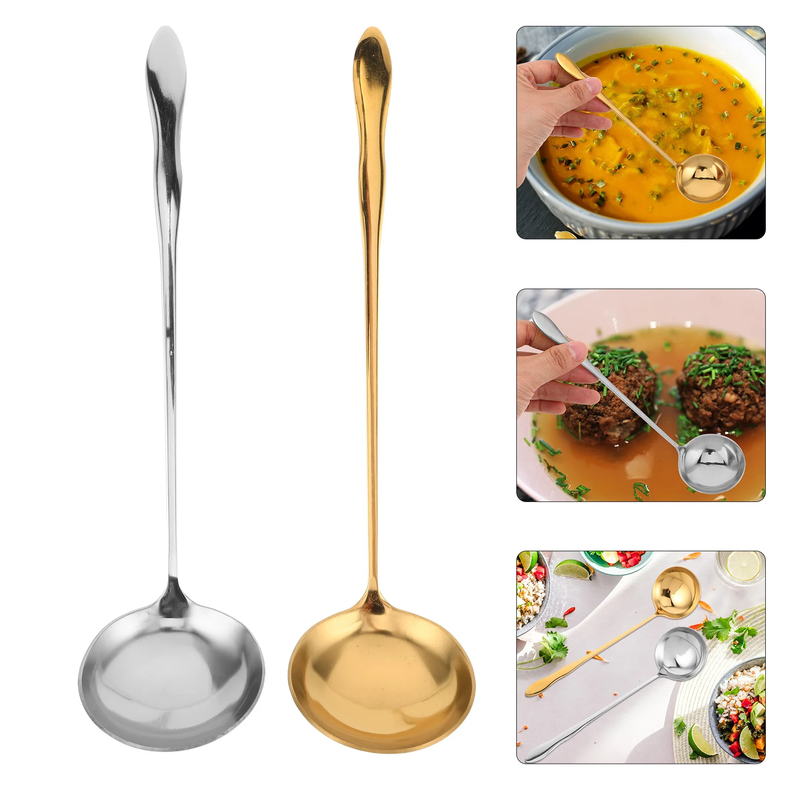 

2Pcs Long Handle Coffee Stirring Spoons Stainless Steel Gold Silver Mixing Spoons Kitchen Bar Restaurant Dessert Ice Cream