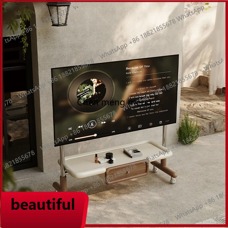 

X TV bracket Vertical living room Small apartment Medium antique solid wood removable TV cabinet