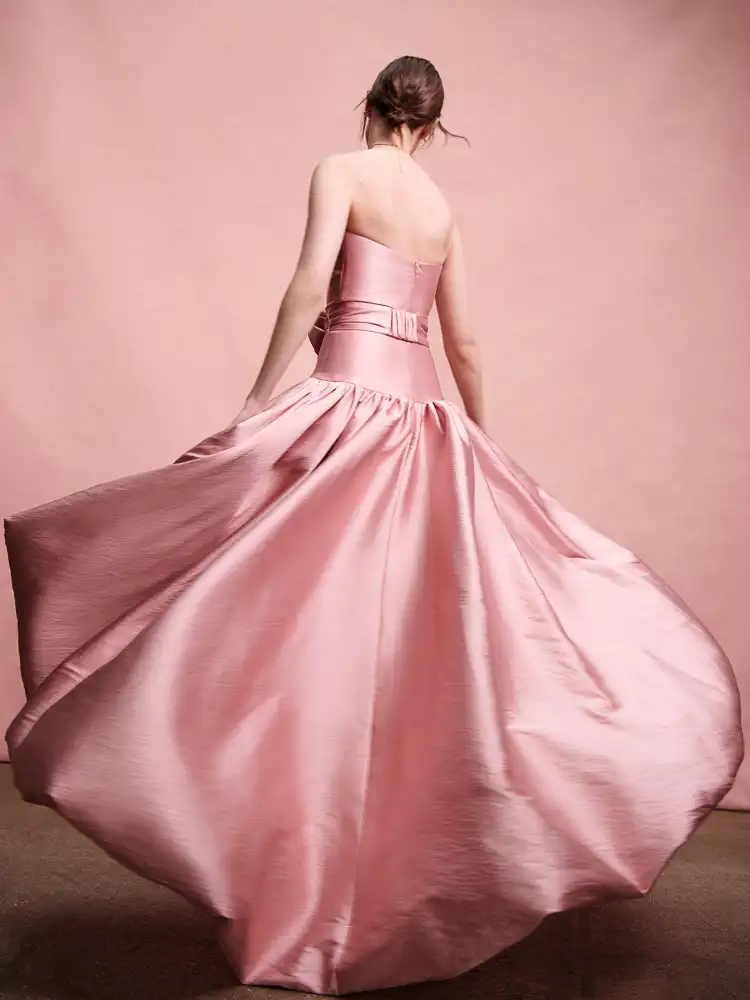 Couture Nude Pink Bubble High Low Evening Dresses With Handmade Flower Strapless Long Party Dress Maxi Gowns