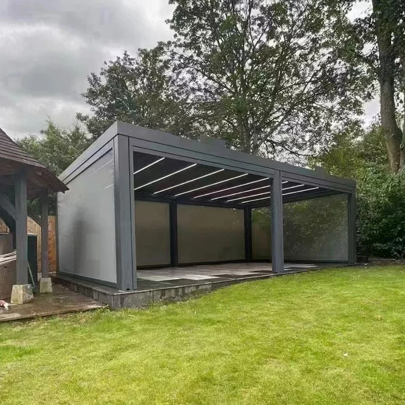 Type-175 Bioclimatic Pergola Manual Louvered Adjustable Roof Full Aluminum Powder Coated Outdoor Deck Garden Patio
