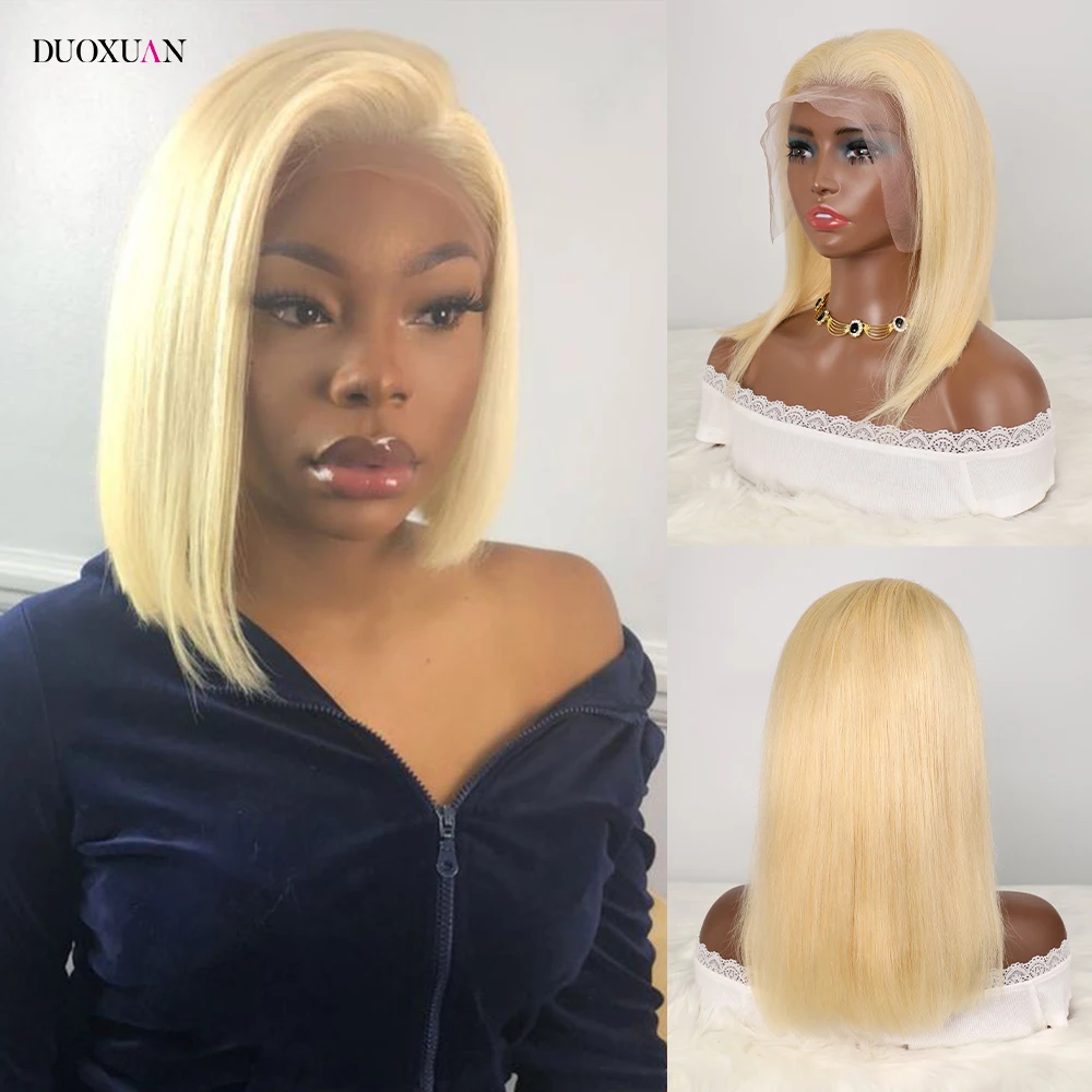 DUOXUAN Wigs Human Hair Bob Blonde Wigs 100% Human Hair Wig 613 Wig Human Hair Frontal 13x6 Straight Wigs Human Hair 200 Density