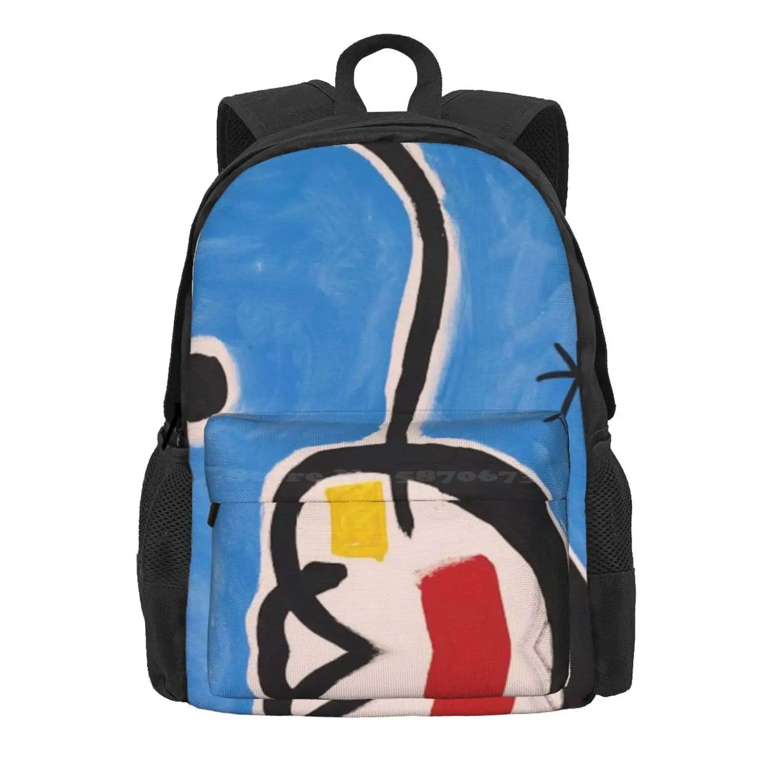 Joan Miro Abstract Painting On Blue With Circle Hot Sale Schoolbag Backpack Fashion Bags Joan Miro Abstract Primary Colors Miro