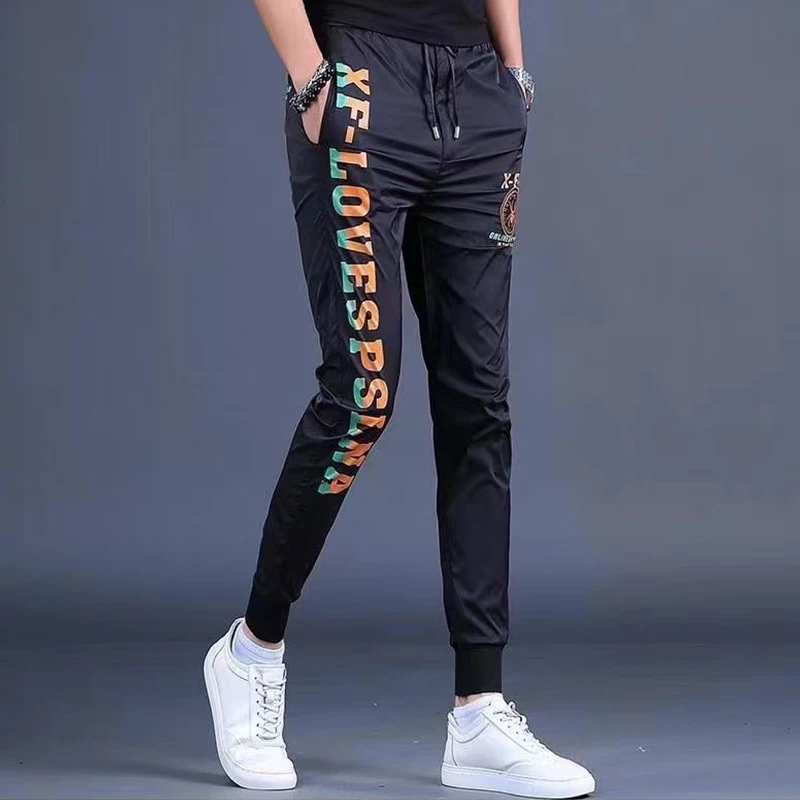 

Slim Fit Spor Casual Pants for Men Autumn Winter New Sle Trendy Brand Elastic Cuffed Pants High End Thin Versatile Qui Dry