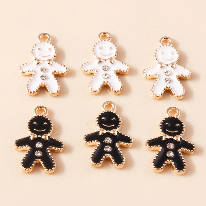 20 Stück 12x19mm Niedliche Kleine Emaille-Weihnachts-Lebkuchen-Anhänger für Schmuckherstellung, Halsketten, Ohrringe, DIY-Bastelbedarf – Detail 2