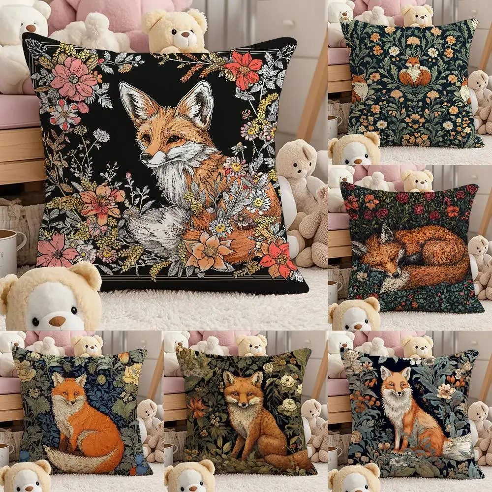 

William Morris Art Fox Pillow Case Comfort Sofa Bed Silky elegant Invisible zipper Custom Decorative cushion cover