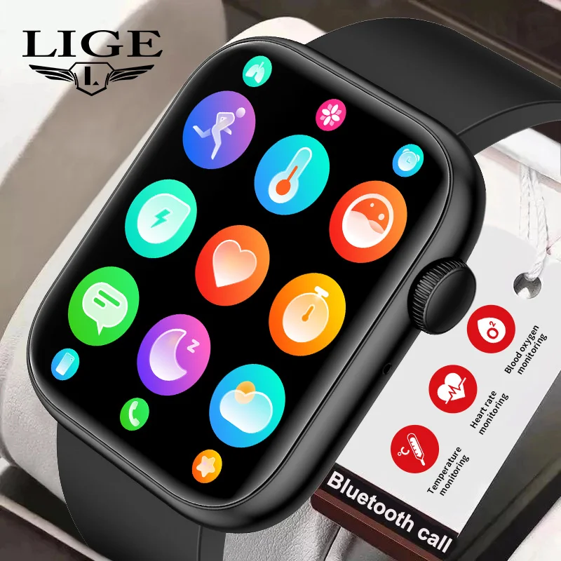 

LIGE New Men Smart Watch 1.85 Full Touch Bluetooth Call Smart Wristwatch Body Temperature Watch Sports Bracelet Women Smartwatch