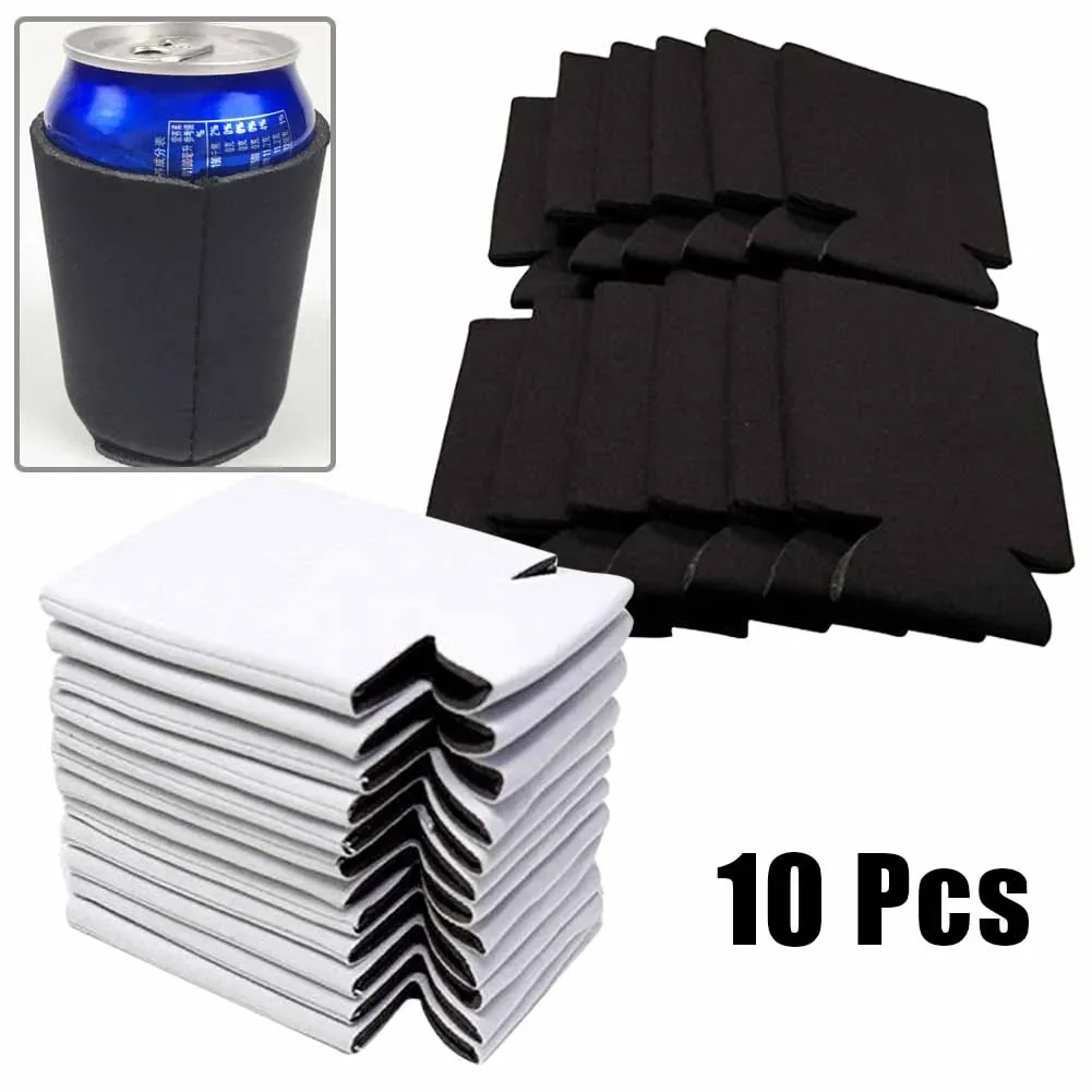 10pcs Beer Can Cooler Neoprene Can Sleeves Collapsible Insulated Drink Cooler Holders For Beer Water Bottles