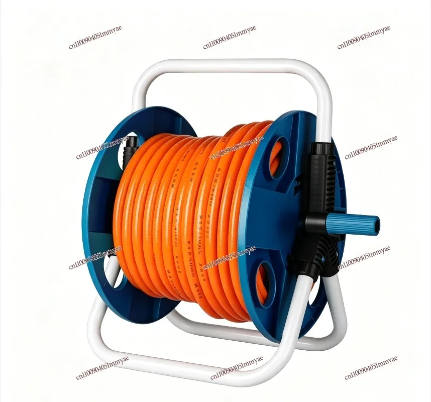 Portable Water Pipe Storage Rack 50m Capacity Hose Winding Bracket Organizer