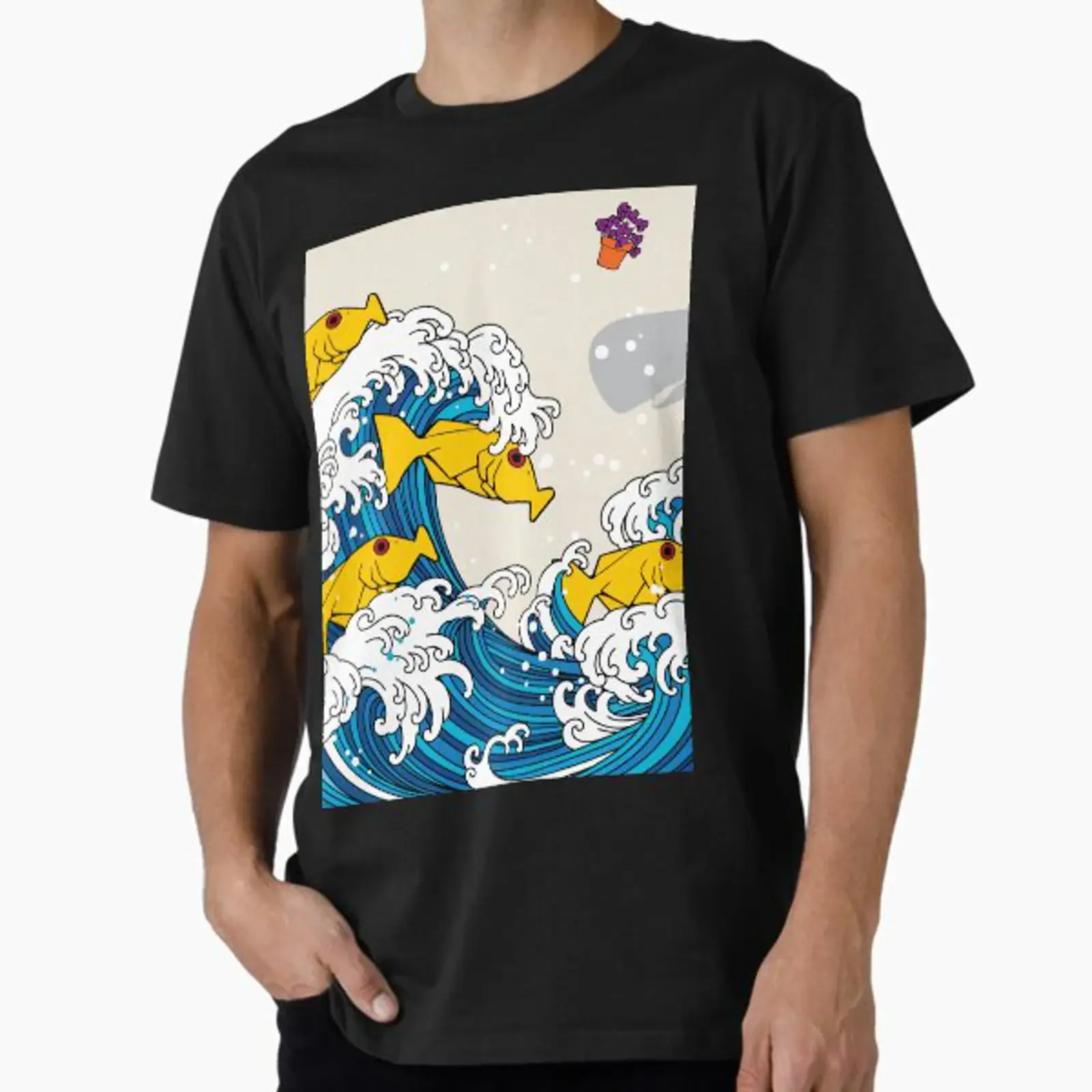 The Great Wave of Babel Fish Hitchhikers Guide designed and sold by iconikit vintage Washed Comfortable Breathable homme Soft