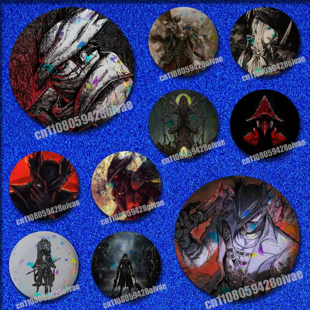 For Gehrman B-Bloodborne Hunter Pins Insignia Badge Pin Cover Emblem Round Ornament 75mm Cosplay Brooch Button