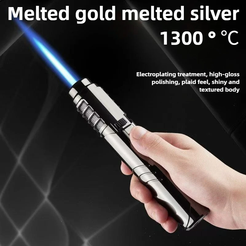1800°High Temperature Spray Gun Butane Gas Lighter Metal Outdoor Windproof Blue Powerful Flame Torch Jet Lighter Welding Tool
