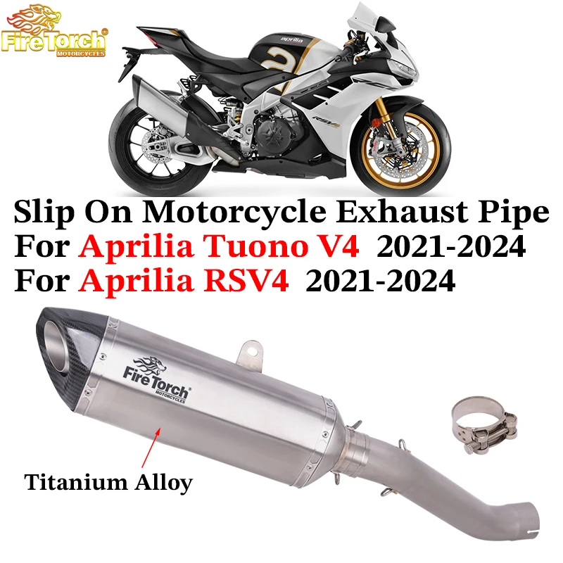 

Slip On For Aprilia Tuono V4 RSV4 2021 - 2024 Motorcycle Exhaust System Titanium Alloy Muffler With Middle Link Pipe DB Killer