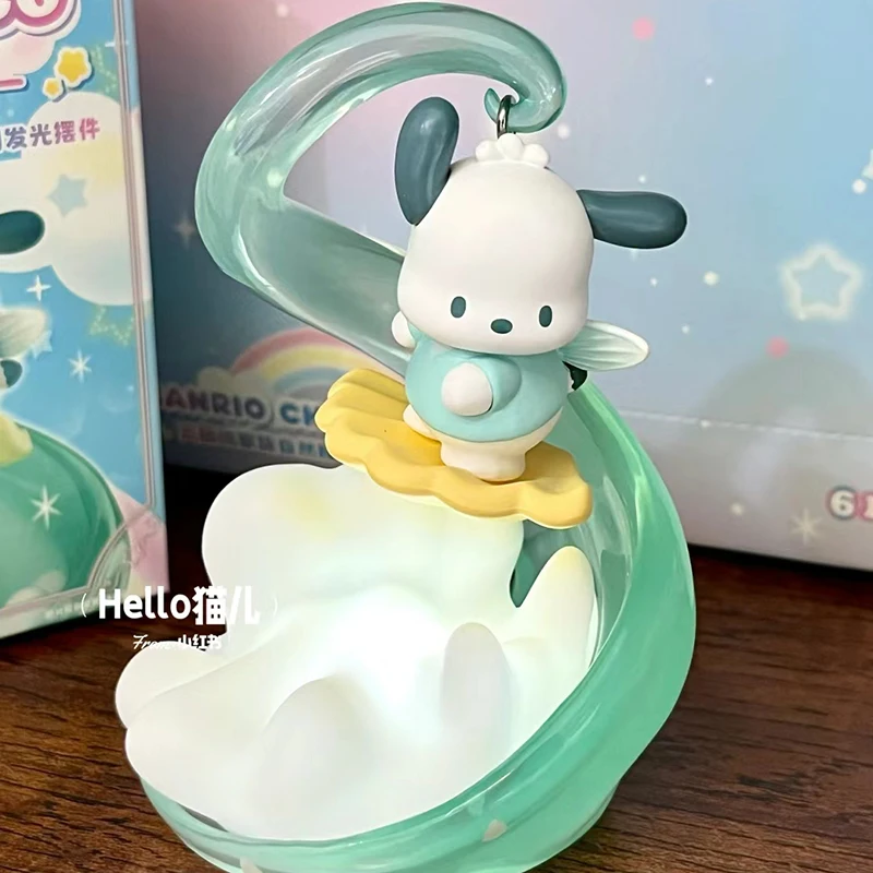 Sanrio Kuromi Cinnamoroll My Melody Night Light Figure Hello Kitty Pompom Purin Pochacco Luminous Elf Action Figurine Kawaii Toy