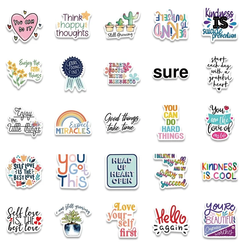 10/25/50pcs Inspirational Words Stickers Motivational Quote for Adults Teachers Laptop Water Bottles suitcase helmet phone