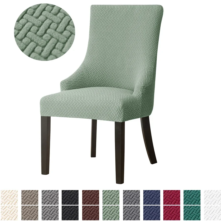 

Jacquard Dining Chair Covers High Back Sloping Chair Cover Strech Accent Wedding Chairs Seat Slipcover For Home Party Banquet