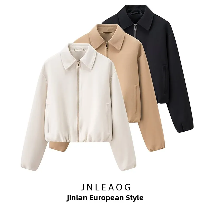 

Faionable ort Zipper Jaet женское осеннее новое пальто JNLEAOG из полиэфирного волокна для похудения длинное пальто с откидным воротником све