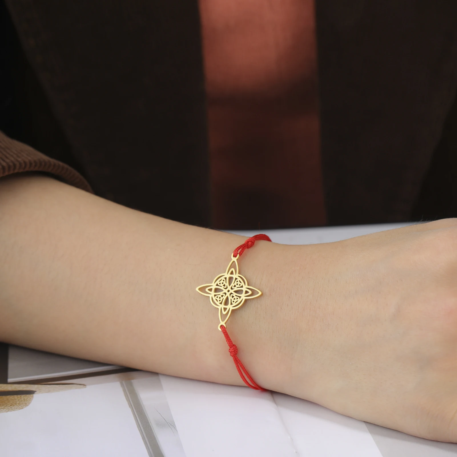 Kkjoy Hexenknoten-Armband mit keltischem vierzackigen Stern, Edelstahl, Wicca-Armband, okkultes Amulett, Charms, Schmuck, Geschenk für Frauen – Detail 20