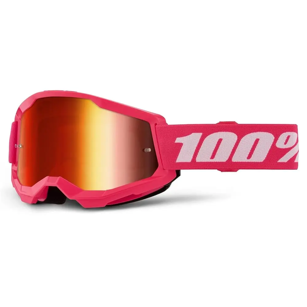 

Free Shipping 100-Percent Strata 2 Junior Goggles OSFM Pink/Mirror Red Lens