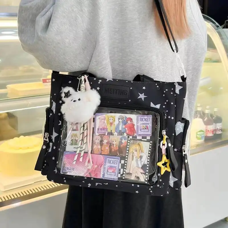 Neue Y2K Niedliche Stern-Comic Ita-Tasche Damen Mode Schultertaschen Lolita Mädchen Transparente Tragetasche DIY Display Umhängetasche Handtasche – Detail 14