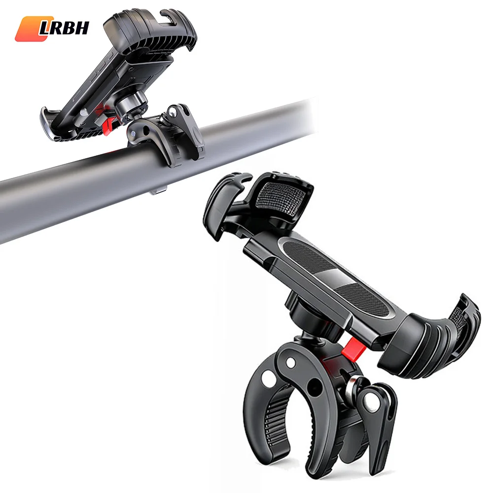 

LRBH Stroller Phone Mount: 360° ball head, one-hand adjust, anti-shake lock. Tool-free, non-slip, fits 4.7-7.2" phones