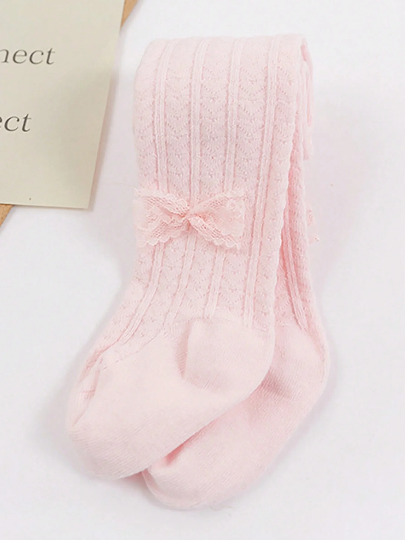 1 Pair of Baby Girls' Heart-Patterned Leggings with Lace Bowknots Decoration Are Suitable for Girls to Wear with Lolita Outfits for Everyday Wear - view 6