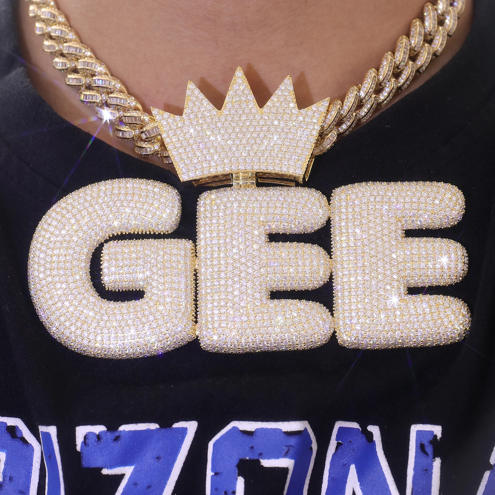 بروفانس رسالة قلادة للرجال مويسانيتي الهيب هوب تاج المعلقات للرجل ميامي روك مخصص الأزياء والمجوهرات #6