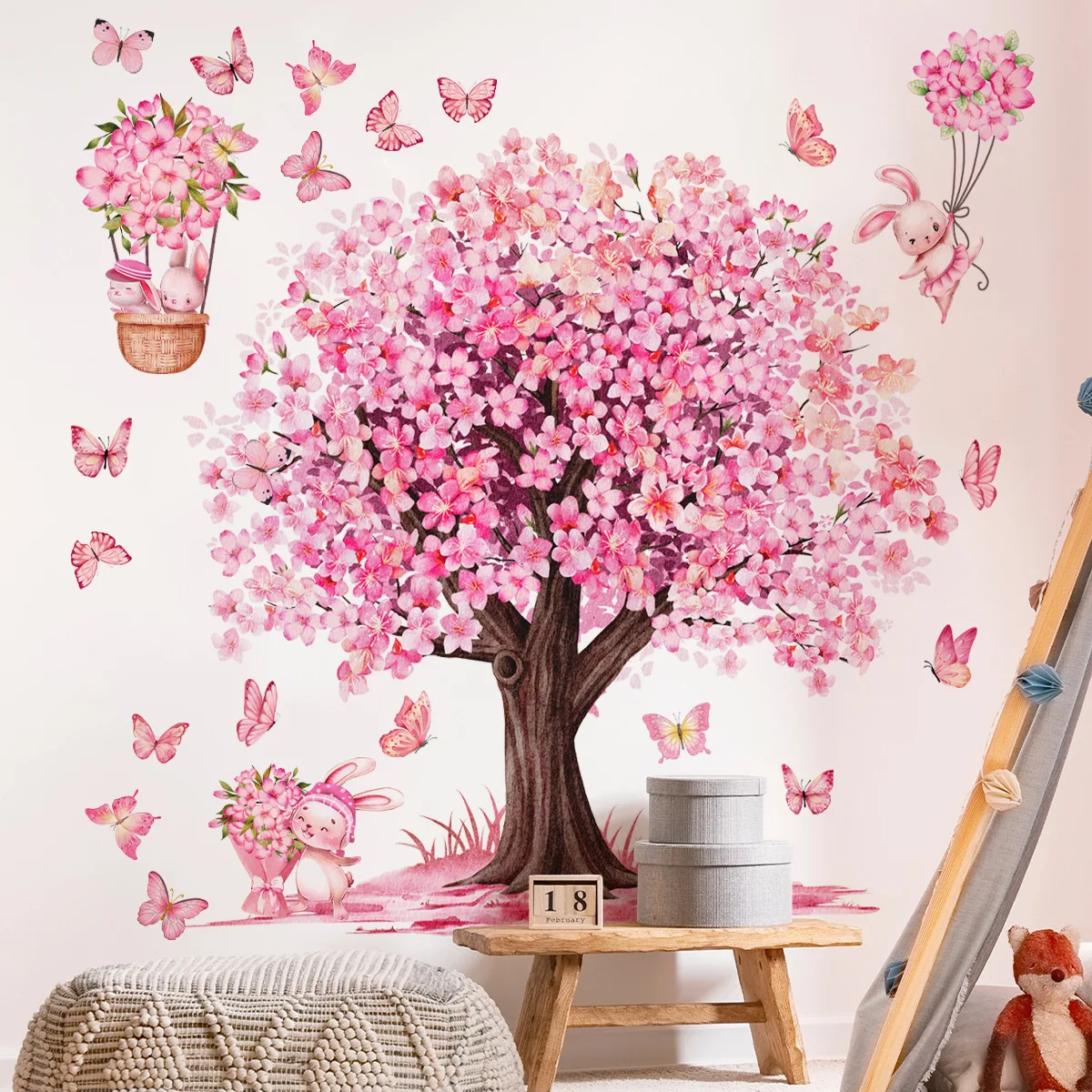 Watercolour Flowers Trees Butterflies Wall Stickers Living Room Decoration for Bedroom Wall Decals Kids Room Baby Home Decor