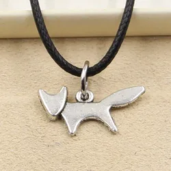 New Fashion Tibetan Silver Color Pendant Fox Necklace Choker Charm Black Leather Cord Factory Price Handmade Jewelry
