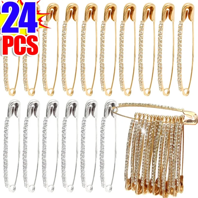 12/24 Stuks Nieuwe Kristallen Broche Spelden Luxe Steentjes Broches Mode Vrouwen Elegante Broek Taille Aanpassing Sieraden Accessoires