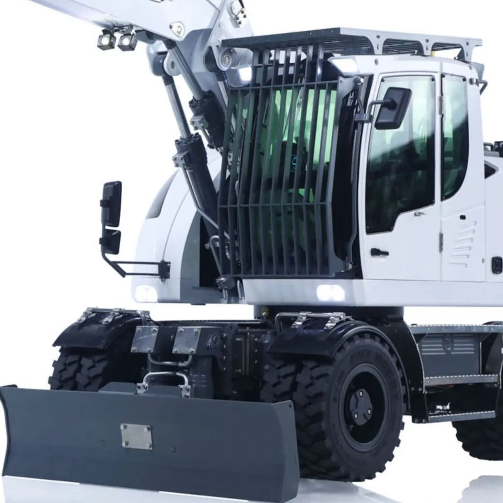 Metal 1:14 RC Hydraulic Wheeled Excavator LR914 Radio Control Digger Model Front Axle Lock Flysky PL18EV Lite Lights