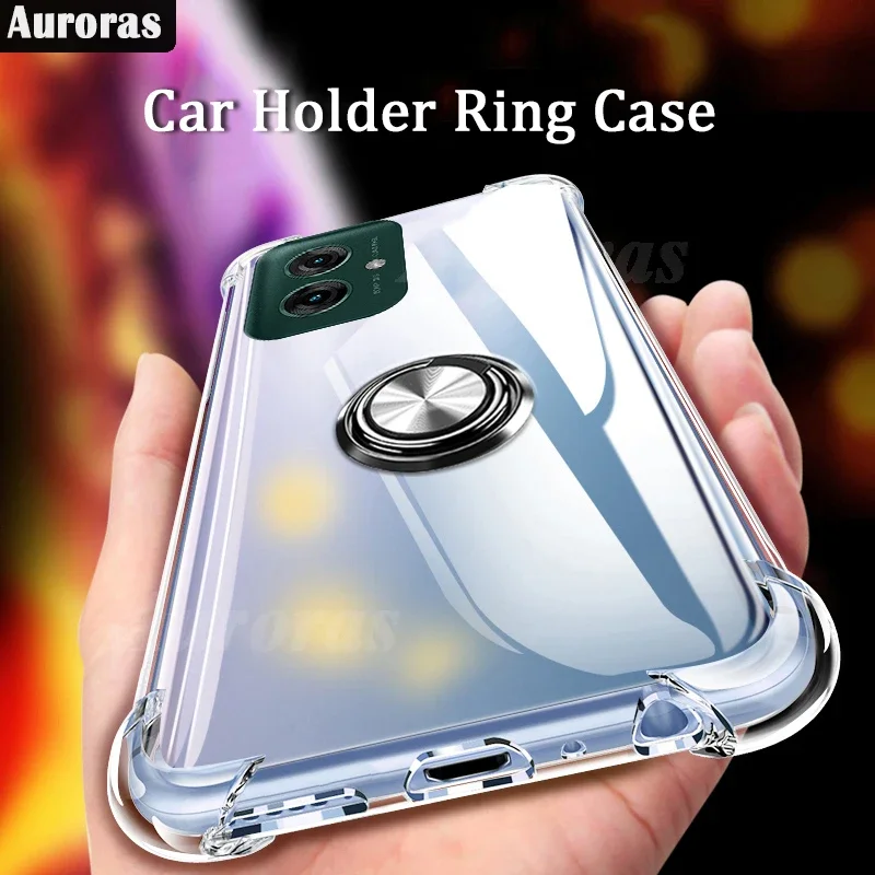 Auroras For Moto G55 G35 Case Adsorbable Ring Transparent Airbag Silicone Shell For Moto G35 G55 Moto Cover Fundas