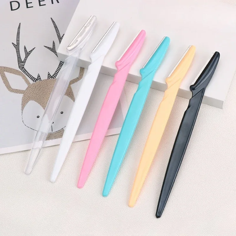 New Safety Straight Handle Micro-Edge Eyebrow Razor Grooming Tool for Beginners with Anti-Scratch Guard Portable Makeup Shaver