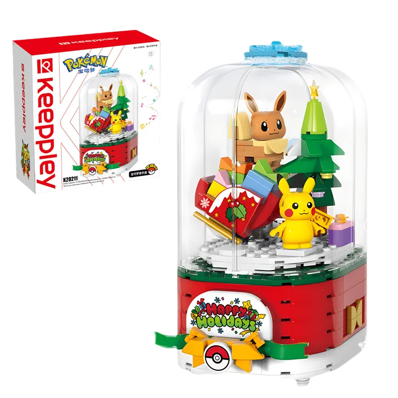 子供向けのポケモンビルディングブロックポケモンピカチュウイーブイオルゴールアクションフィギュアオーナメントカワイイおもちゃクリスマスプレゼントオリジナル