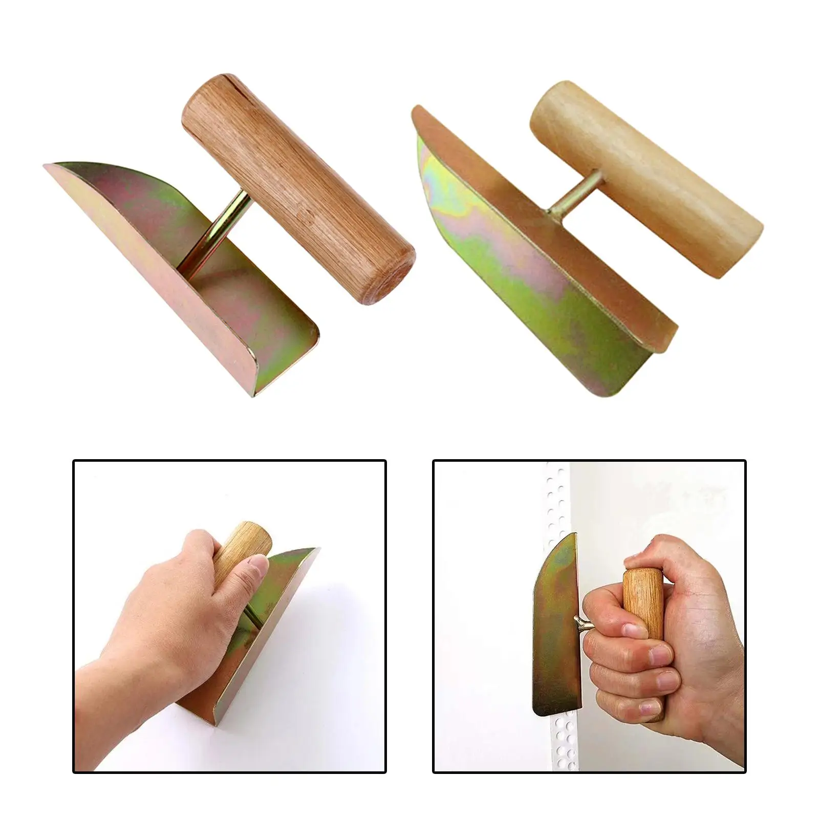 Plastering Corner Trowel Drywall Finishing Tool with Ergonomic Wooden Handle for Masonry Building
