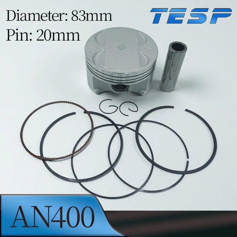 Kit de pistão std para motocicleta, 83mm 83.25mm 83.5mm 83.75mm 84mm furo 20mm pino para suzuki an400 burgman skywave400 dl650 sv650 dr350