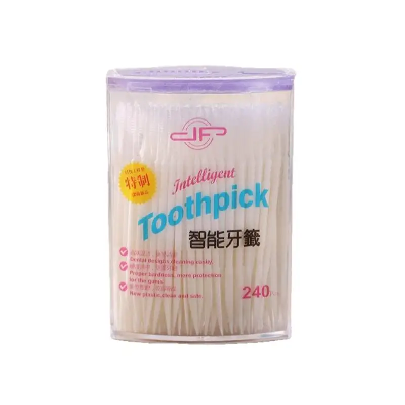 240Pcs/Box Portable Fish Bone Shape Disposable Plastic Toothpicks Teeth Cleaning Interdental Brush Oral Gum Teeth Cleaning Care