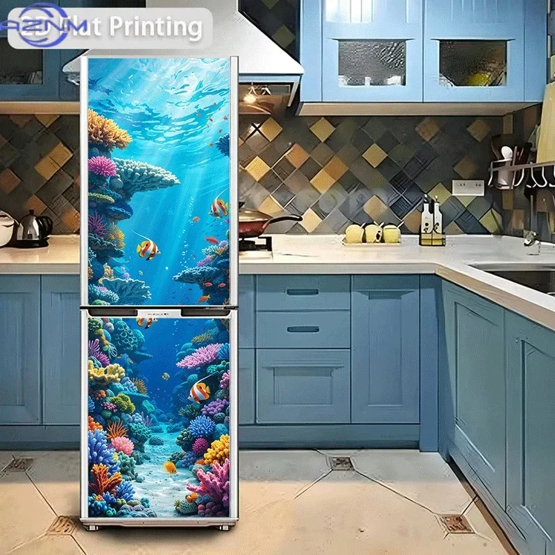 1pc of 2D Pattern Printing Kitchen Refrigerator Sticker Measuring 23.62X70.87 inch, Featuring The Theme 'Colorful Coral Reef F