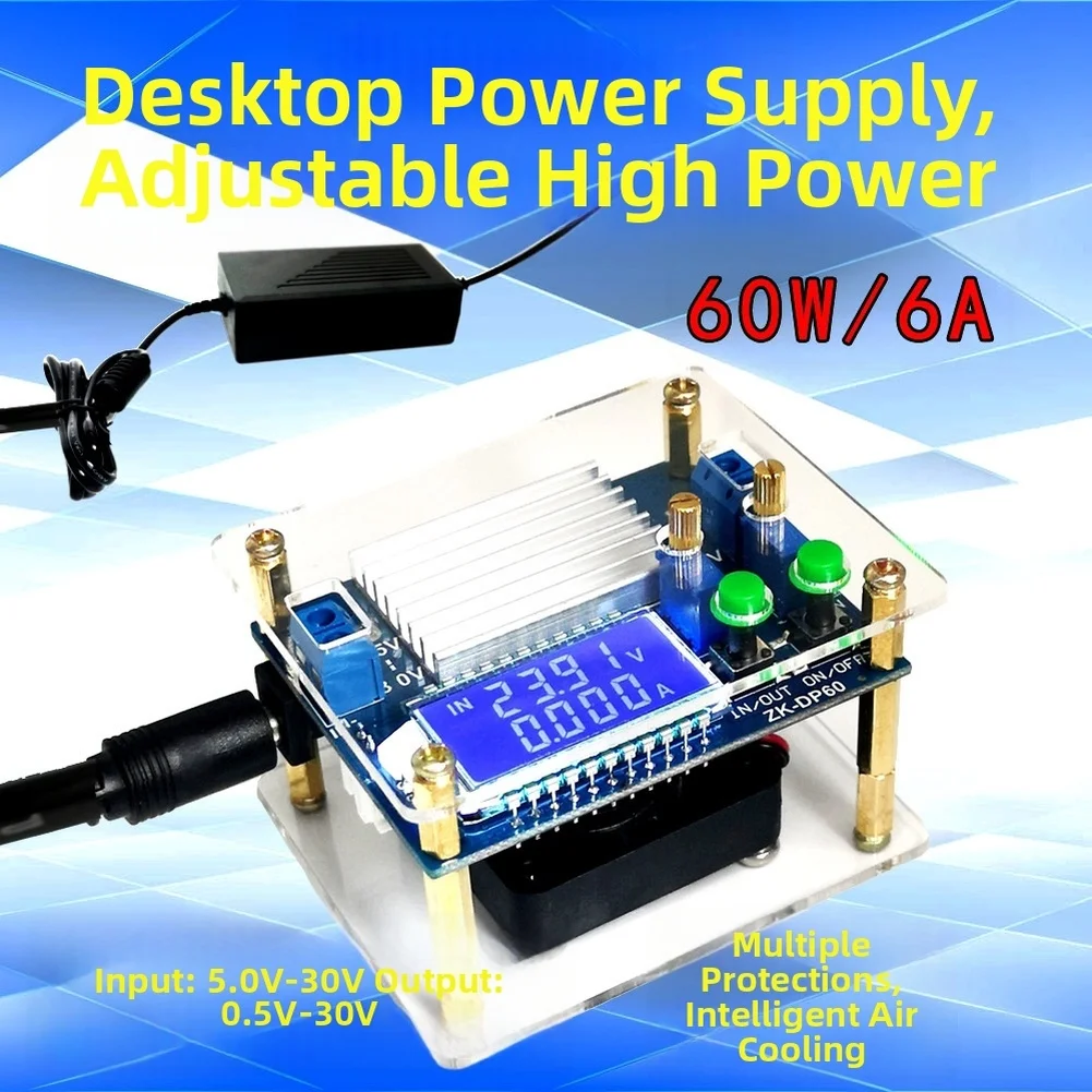 60W 6A Adjustable Step-Down Power Supply Module With LCD Display Case For Solar Power Module Solar Charging Display Shell