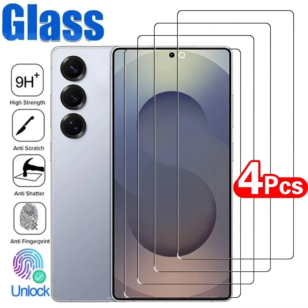 

4PCS Screen Protector For Samsung Galaxy S24 S25 Ultra S23 S22 S21 Plus Tempered Glass Fingerprint Unlock Screen Protective Film